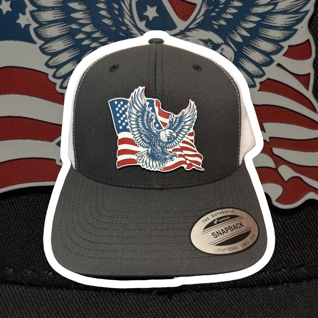 Snapback Trucker Cap - American Flag with Eagle