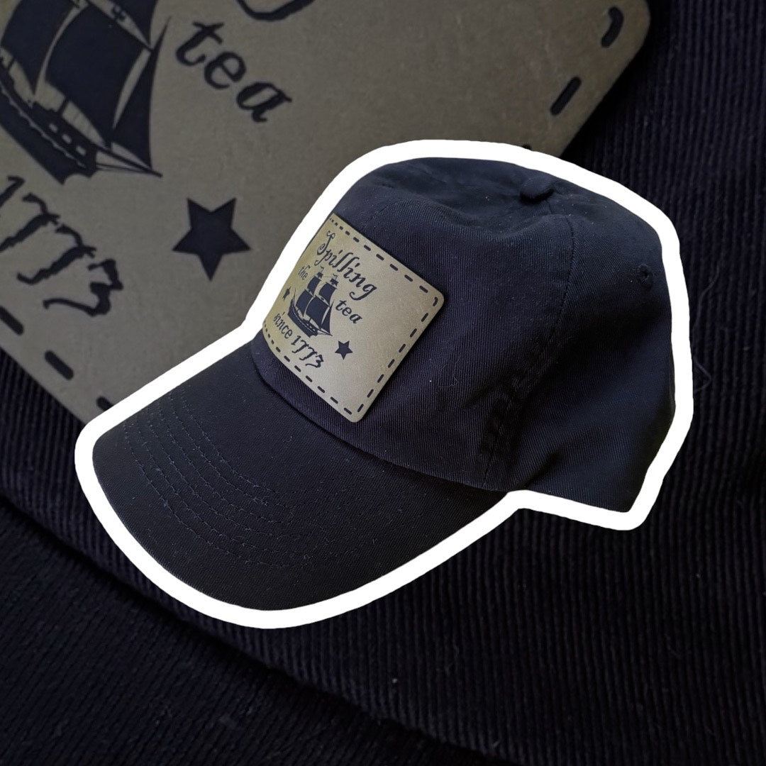 Adjustable Low-Profile Cap - Spilling the Tea Since 1773 graphic
