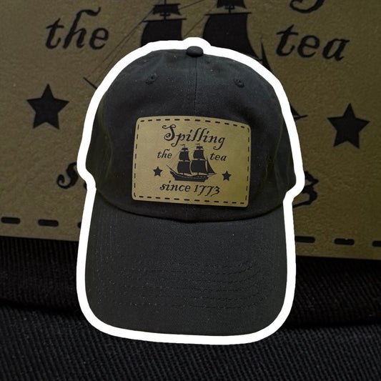 Adjustable Low-Profile Cap - Spilling the Tea Since 1773 graphic